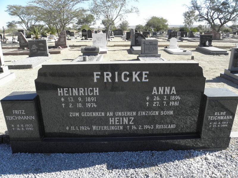 FRICKE Heinrich 1891-1974 &amp; Anna 1894-1981 :: FRICKE Heinz 1924-1943 :: TEICHMANN Fritz 1905-1990 &amp; Else 1913-2008