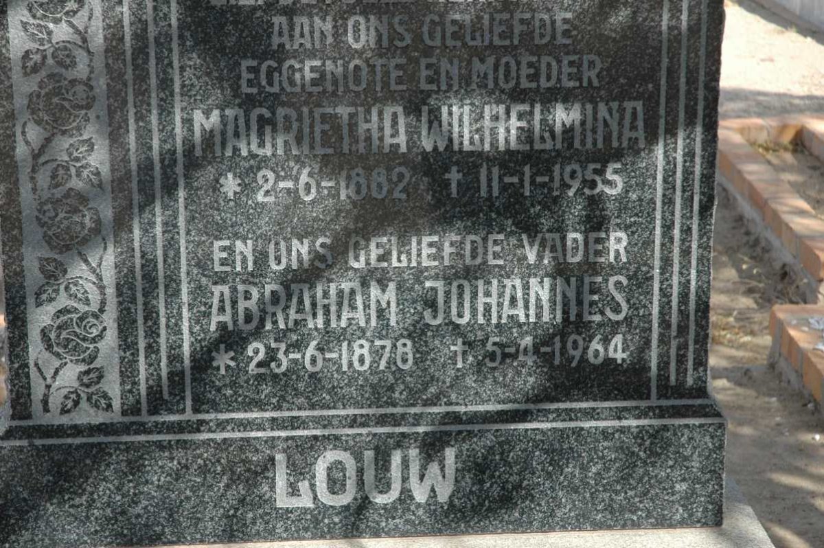 LOUW Abraham Johannes 1878-1964 &amp; Magrietha Wilhelmina 1882-1955