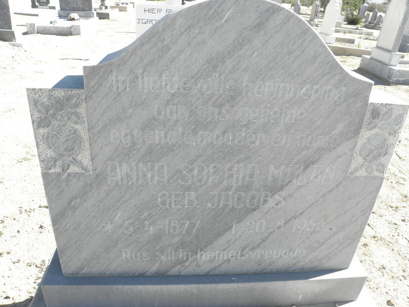 MALAN Anna Sophia nee JACOBS 1877-1956