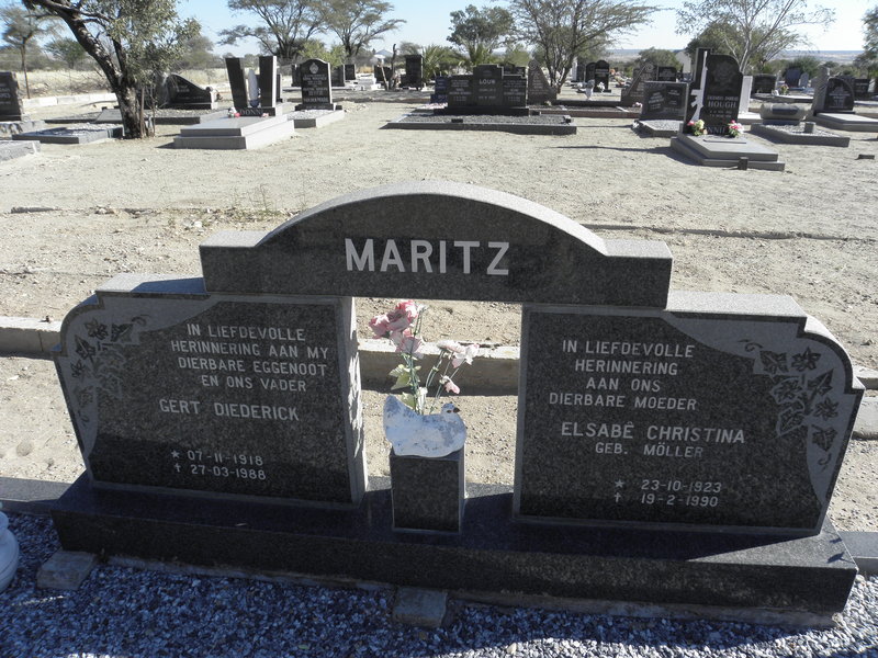 MARITZ Gert Diederick 1918-1988 &amp; Elsabe Christina MOLLER 1923-1990