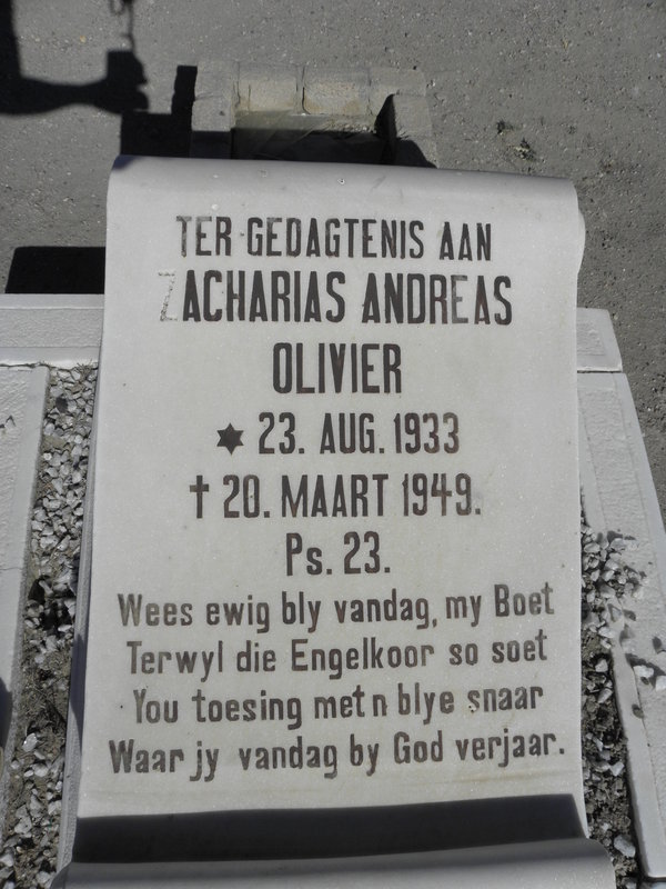 OLIVIER Zacharias Andreas 1933-1949