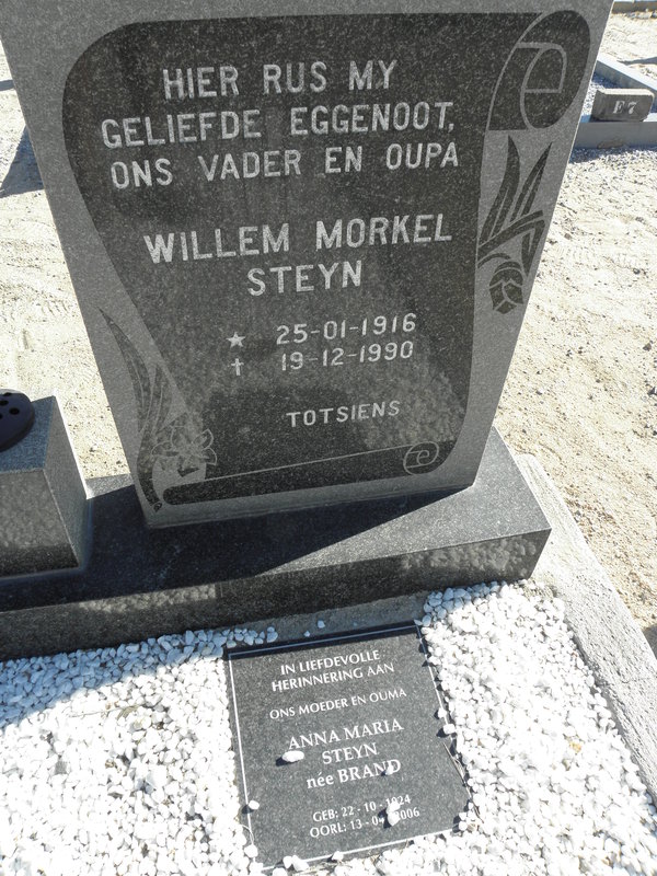 STEYN Willem Morkel 1916-1990 &amp; Anna Maria BRAND 1924-2006