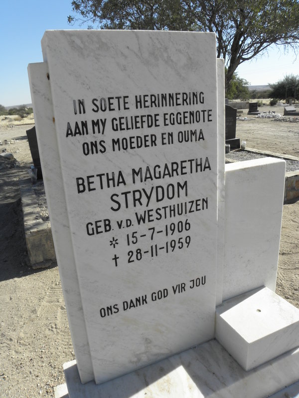 STRYDOM Betha Magaretha nee v.d. WESTHUIZEN 1906-1959