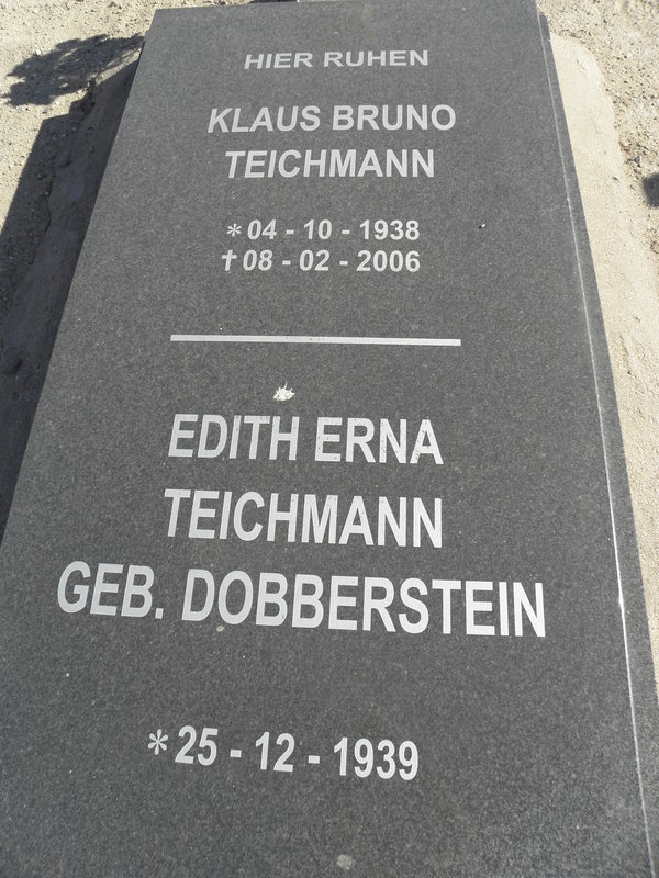 TEICHMANN Klaus Bruno 1938-2006 &amp; Edith Erna DOBBERSTEIN 1939-