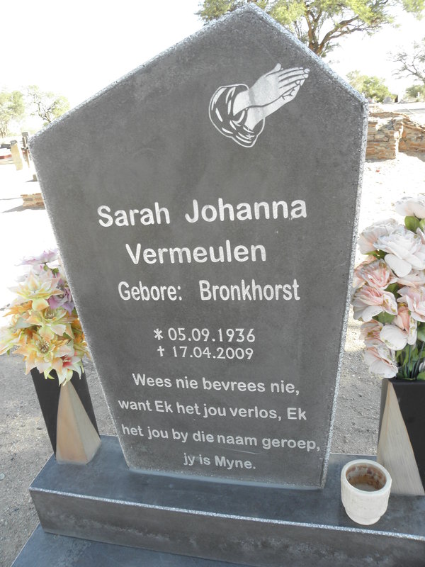 VERMEULEN Sarah Johanna nee BRONKHORST 1936-2009
