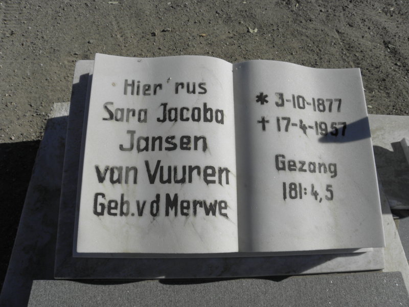 VUUREN Sara Jacoba, Jansen van nee v.d. MERWE 1877-1957