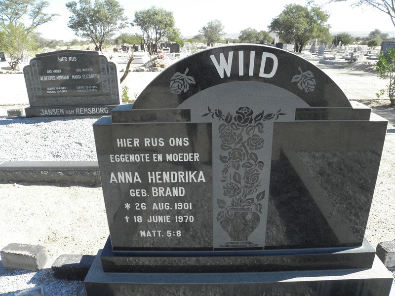 WIID Anna Hendrika nee BRAND 1901-1970