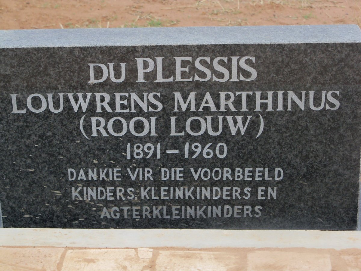 PLESSIS Louwrens Marthinus, du 1891-1960