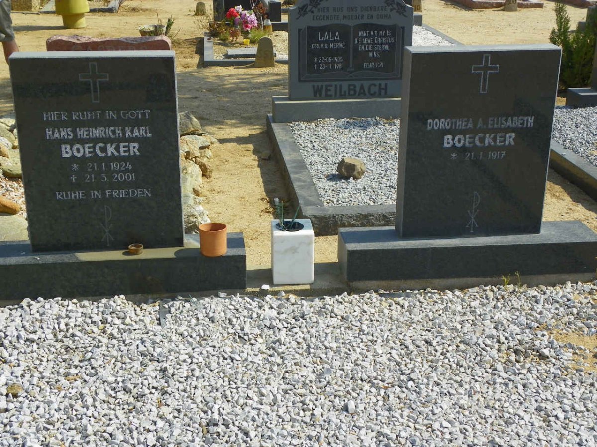 BOECKER Hans Heinrich Karl 1924-2001 &amp; Dorothea A. Elisabeth 1917-