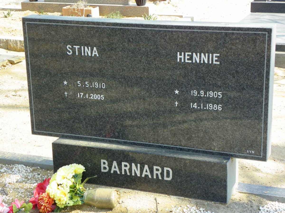 BARNARD Hennie 1905-1986 &amp; Stina 1910-2005