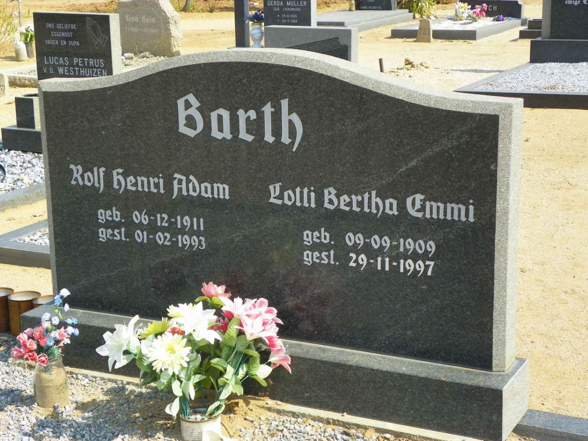 BARTH Rolf Henri Adam 1911-1993 &amp; Lotti Bertha Emmi 1909-1997
