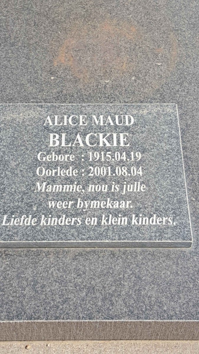 BLACKIE Alice Maud 1915-2001