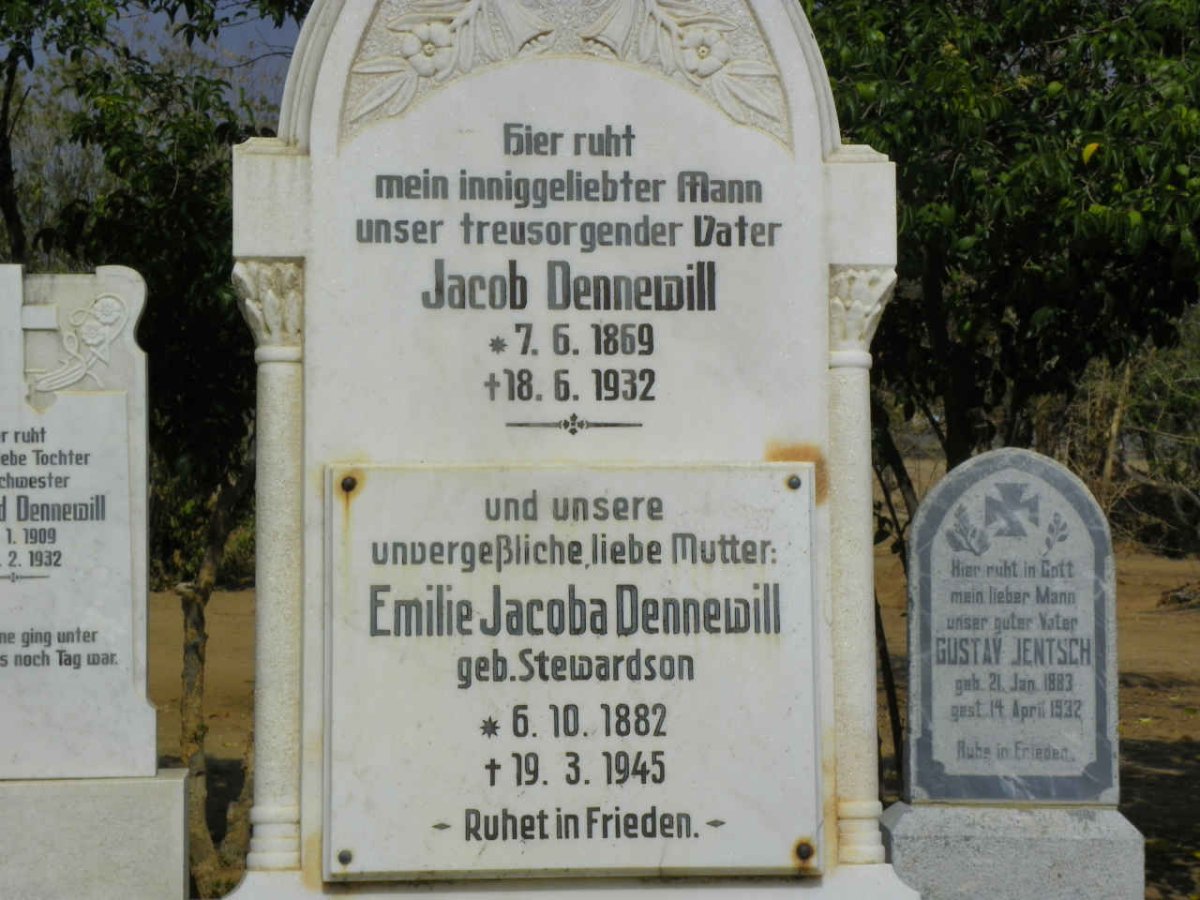 DENNEWILL Jacob 1869-1932 &amp; Emilie Jacoba STEWARDSON 1882-1945