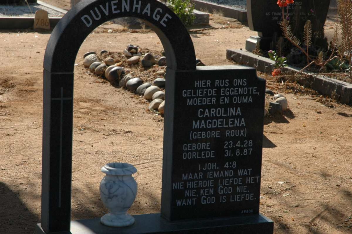 DUVENHAGE Carolina Magdelena nee ROUX 1928-1987