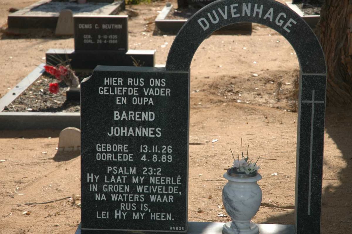 DUVENHAGE Barend Johannes 1926-1989
