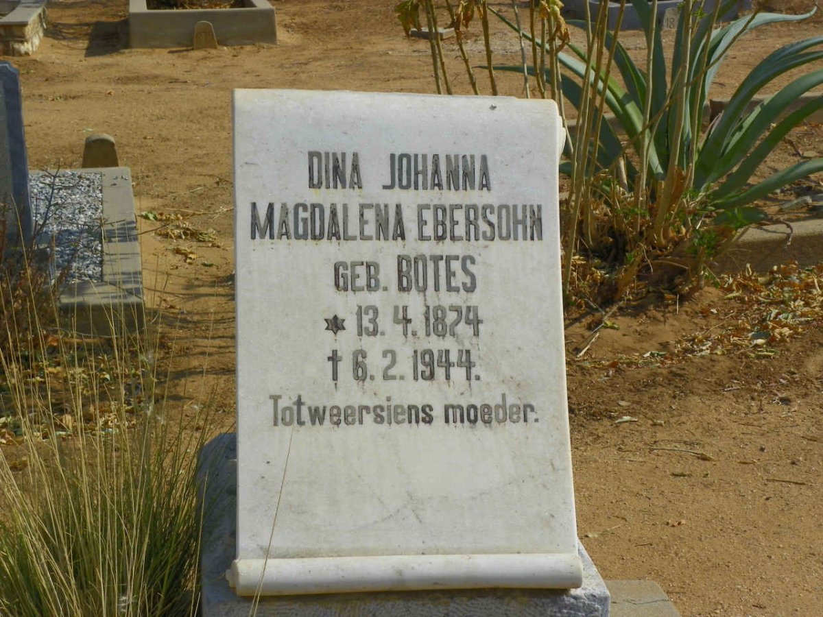 EBERSOHN Dina Johanna Magdalena nee BOTES 1874-1944