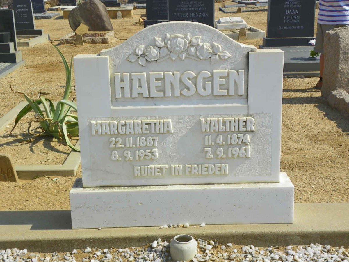 HAENSGEN Walther 1874-1961 &amp; Margaretha 1887-1953