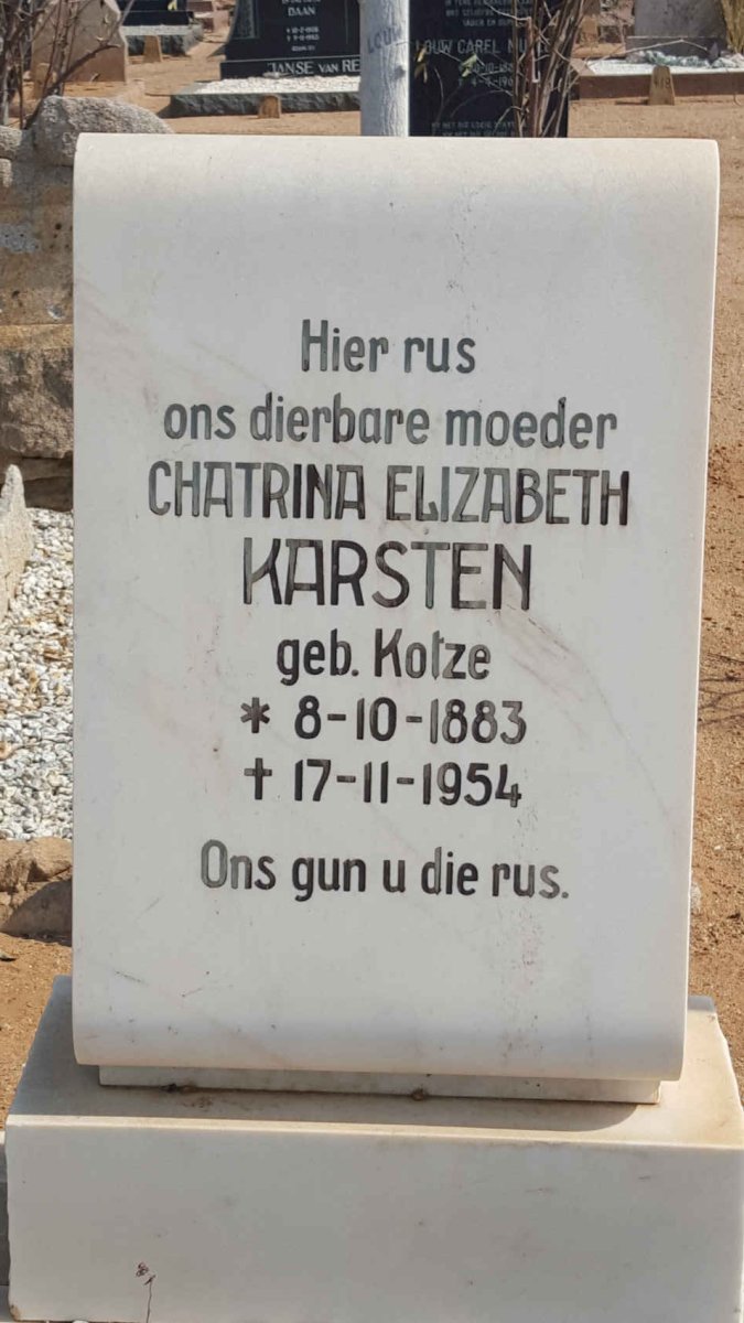 KARSTEN Chatrina Elizabeth nee KOTZE 1883-1954