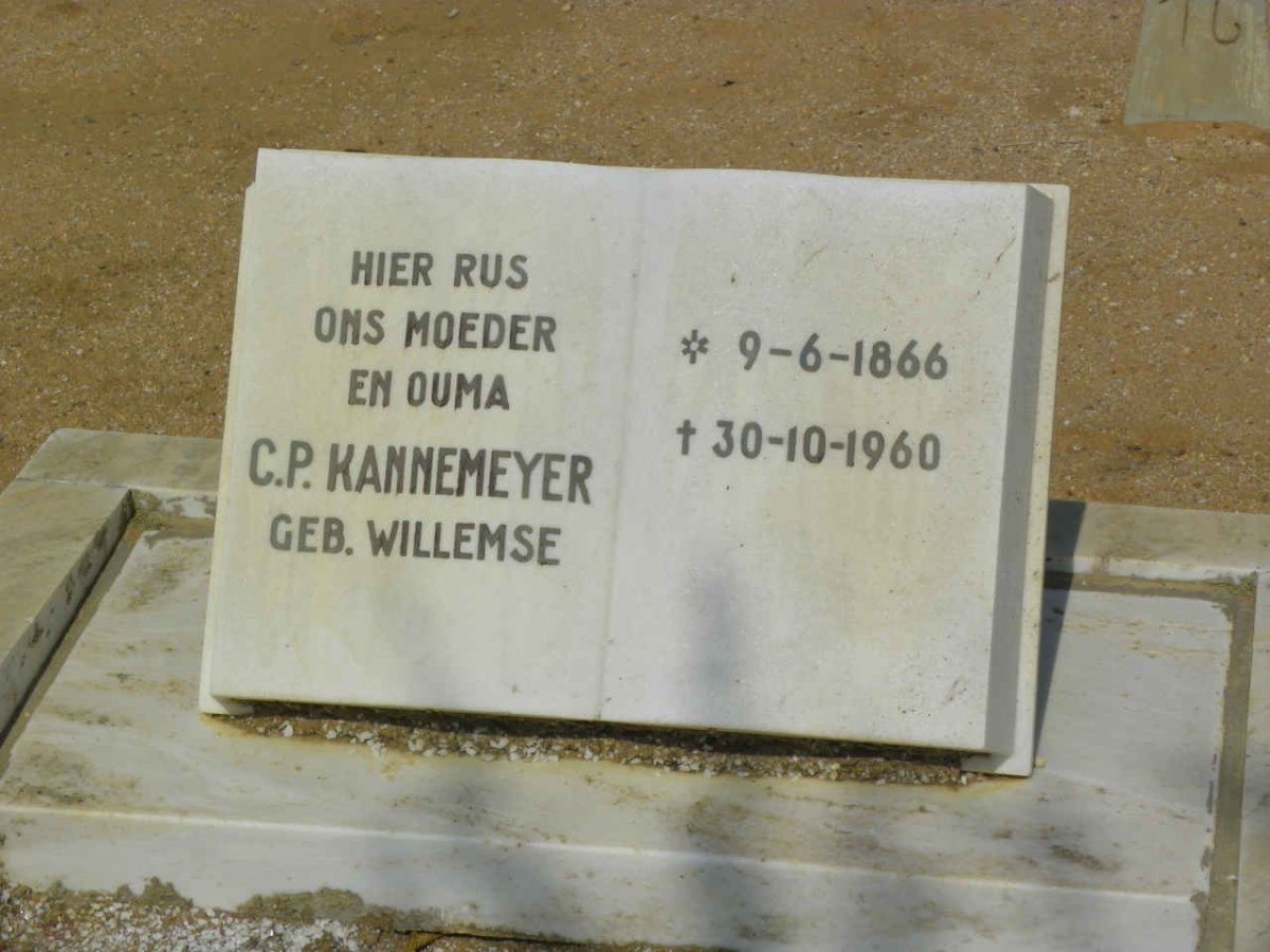 KANNEMEYER C.P. nee WILLEMSE 1866-1960
