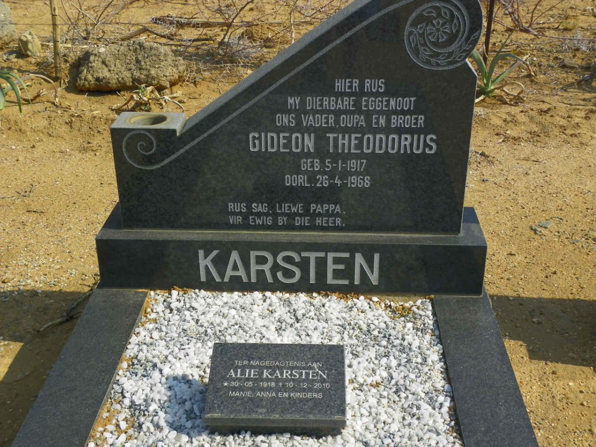KARSTEN Gideon Theodorus 1917-1968 &amp; Alie 1918-2010