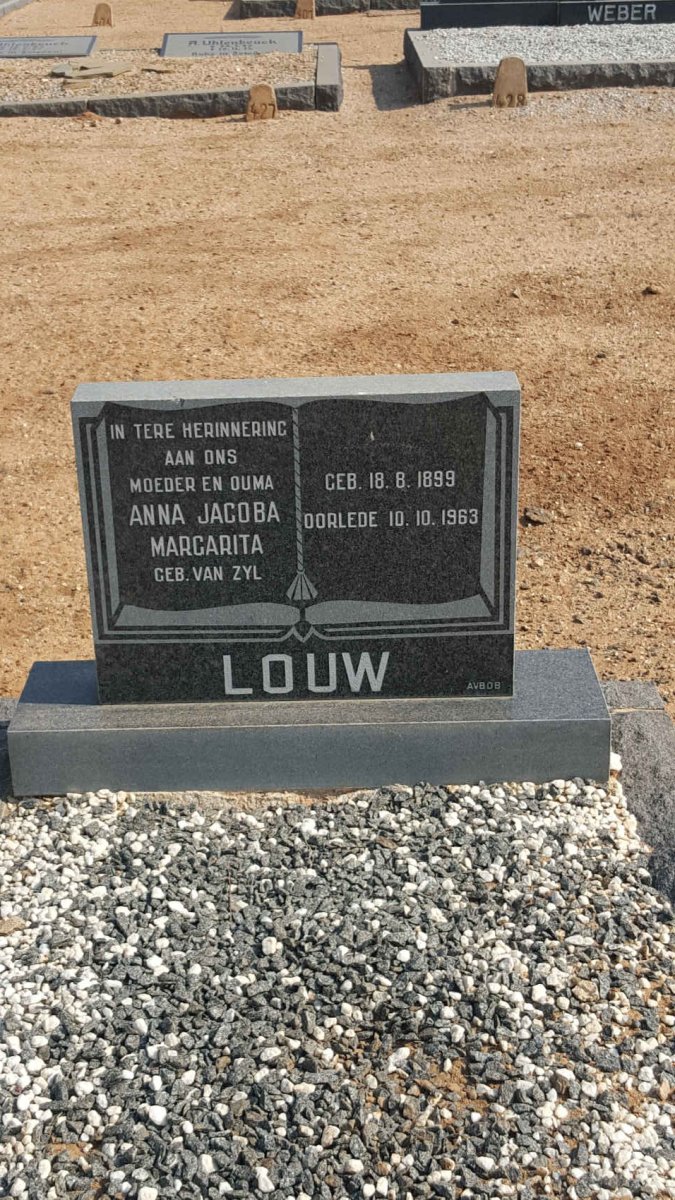 LOUW Anna Jacoba Margarita nee VAN ZYL 1899-1963