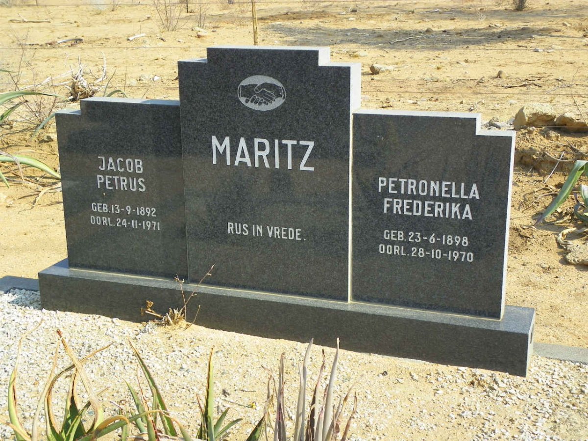 MARITZ Jacob Petrus 1892-1971 &amp; Petronella Frederika 1898-1970