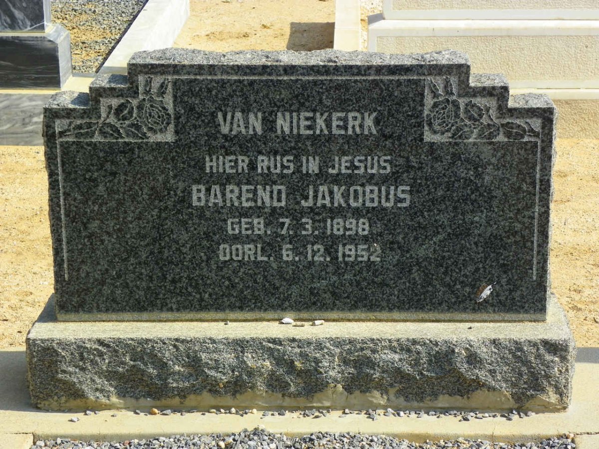 NIEKERK Barend Jakobus, van 1898-1952