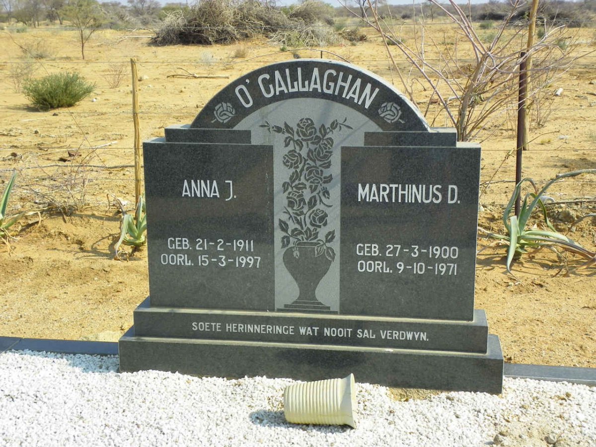 O'CALLAGHAN Marthinus D. 1900-1971 &amp; Anna J. 1911-1997