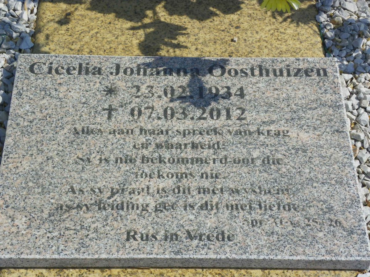 OOSTHUIZEN Johan Hendrik 1924-2002 &amp; Cicelia Johanna 1934-2012