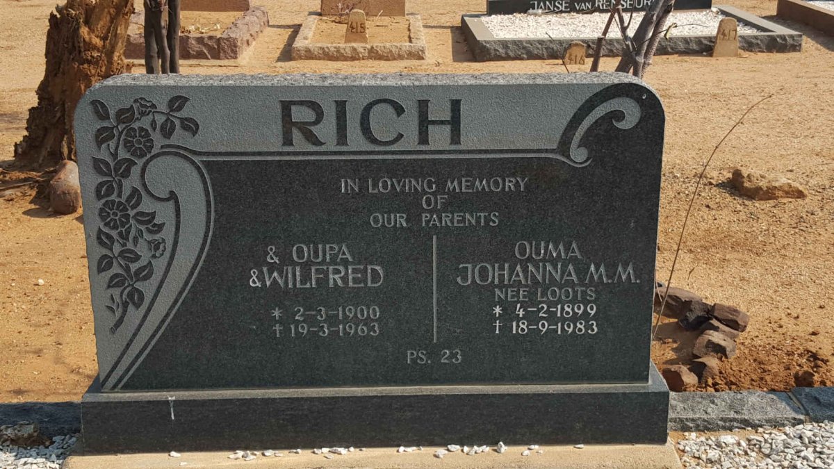 RICH Wilfred 1900-1963 &amp; Johanna M.M. LOOTS 1899-1983