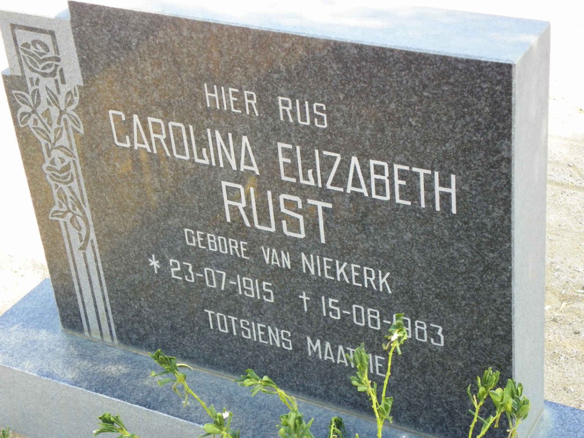 RUST Carolina Elizabeth nee VAN NIEKERK 1915-1983