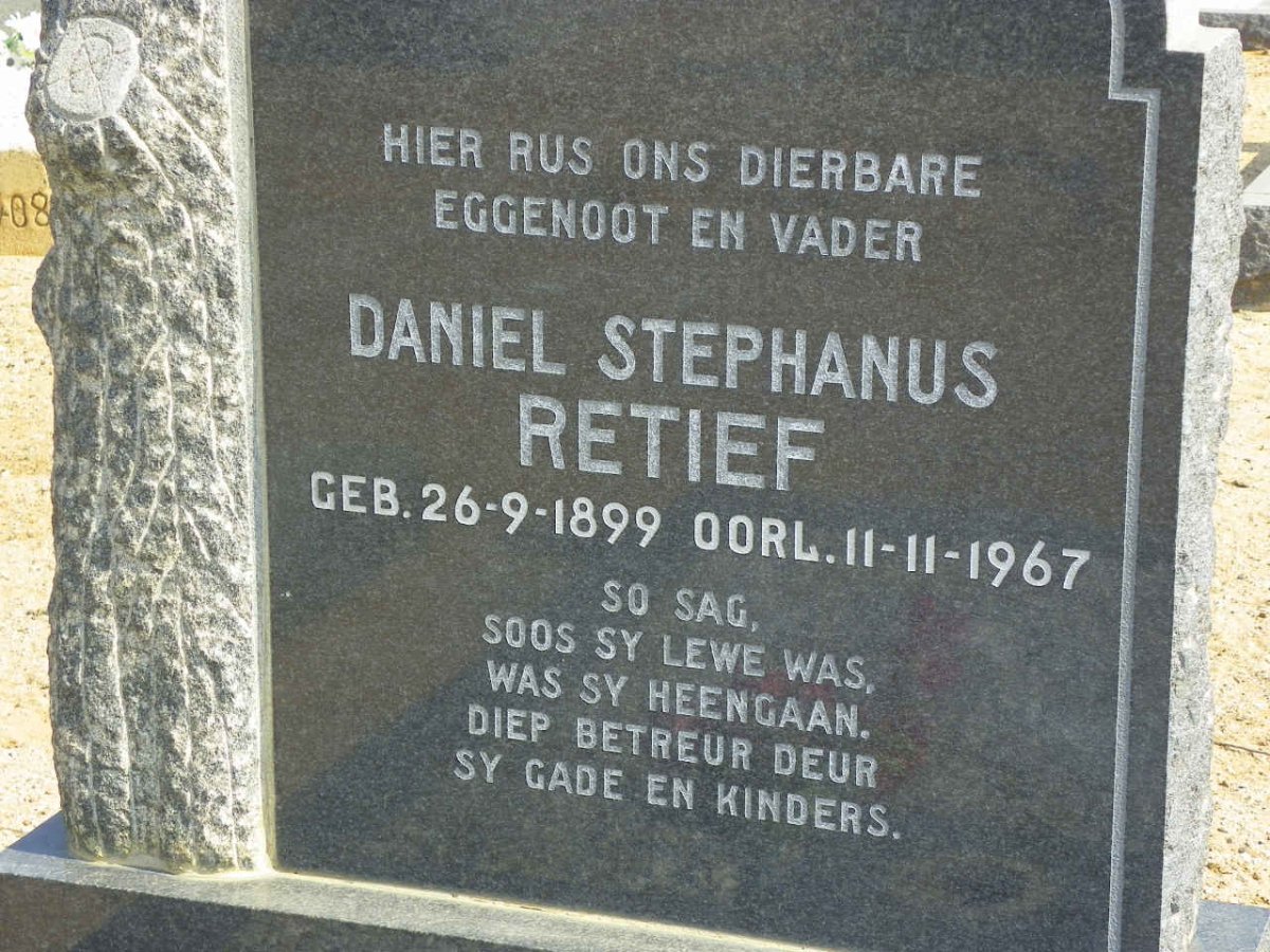 RETIEF Daniel Stephanus 1899-1967