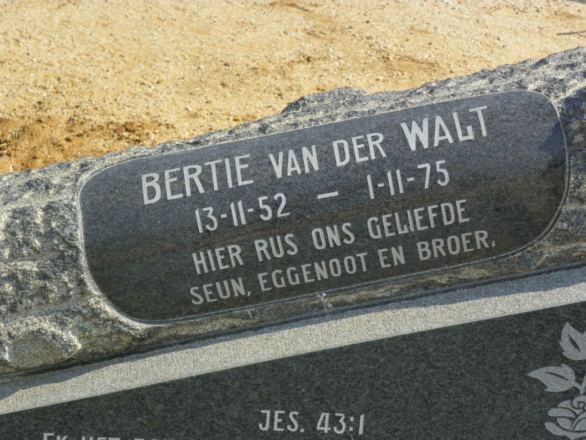 WALT Bertie, van der 1952-1975