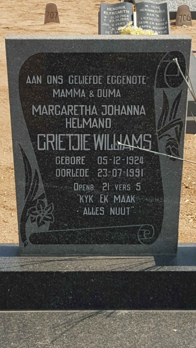 WILLIAMS Margaretha Johanna Helmand 1924-1991