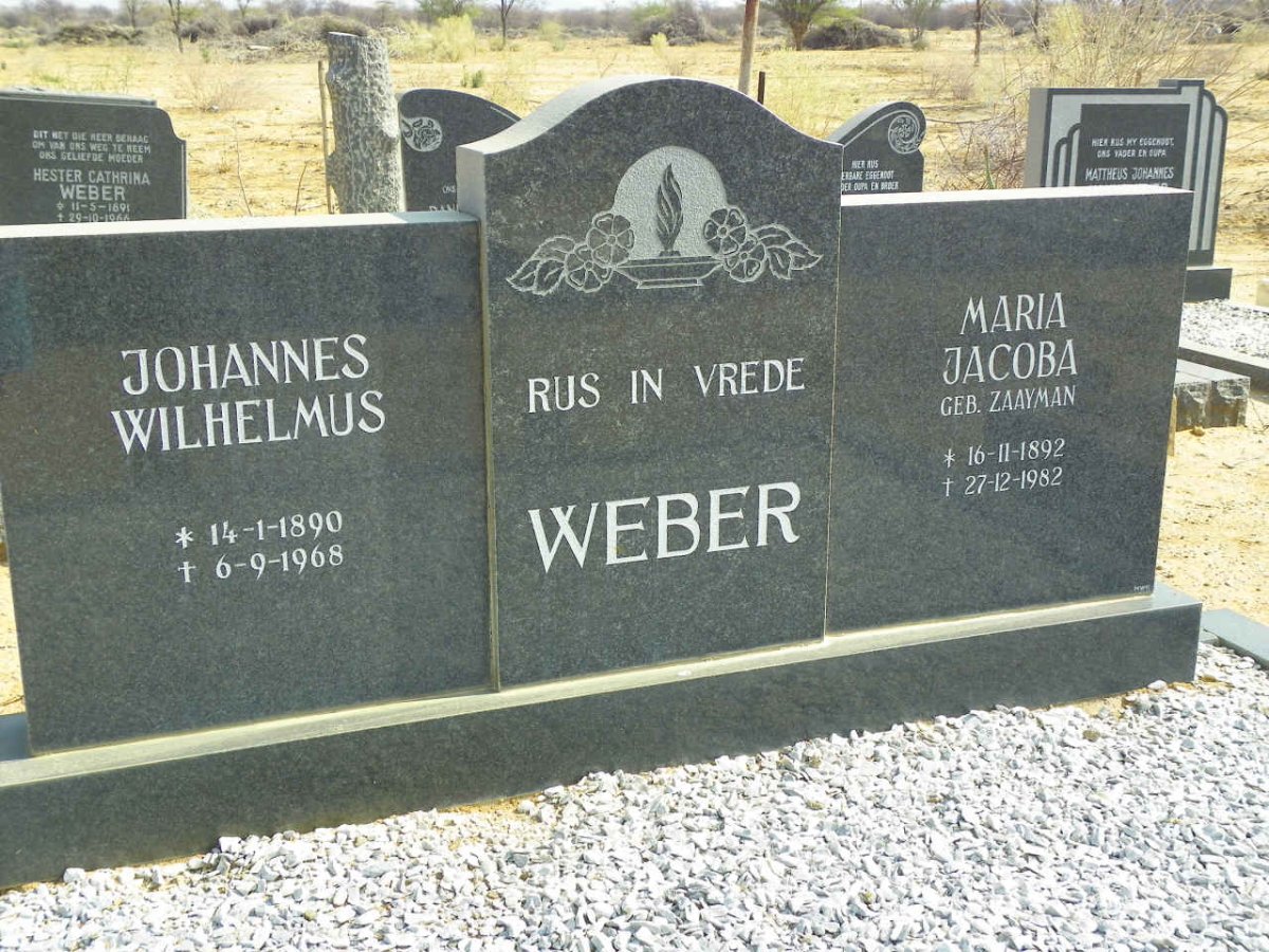 WEBER Johannes Wilhelmus 1890-1968 &amp; Maria Jacoba ZAAYMAN 1892-1982