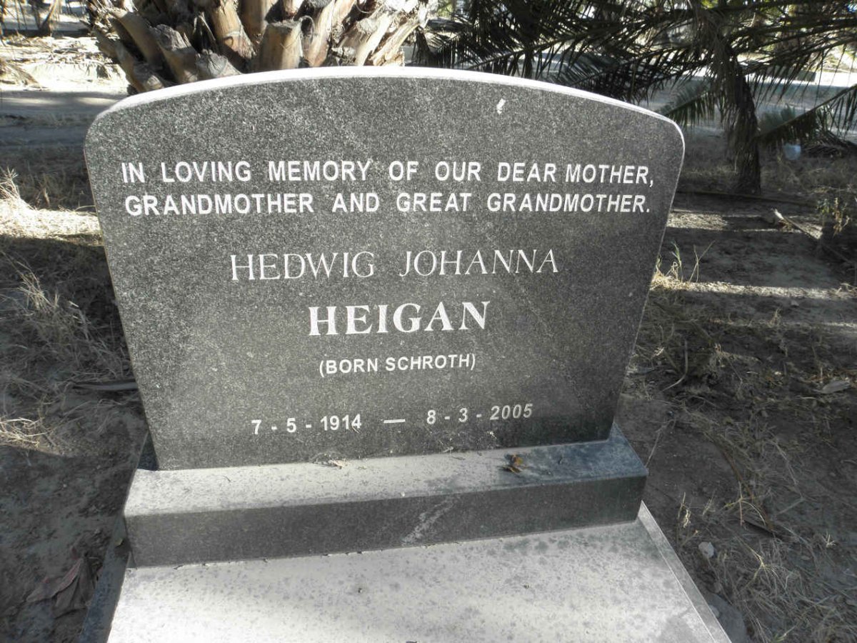 HEIGAN Hedwig Johanna nee SCHROTH 1914-2005