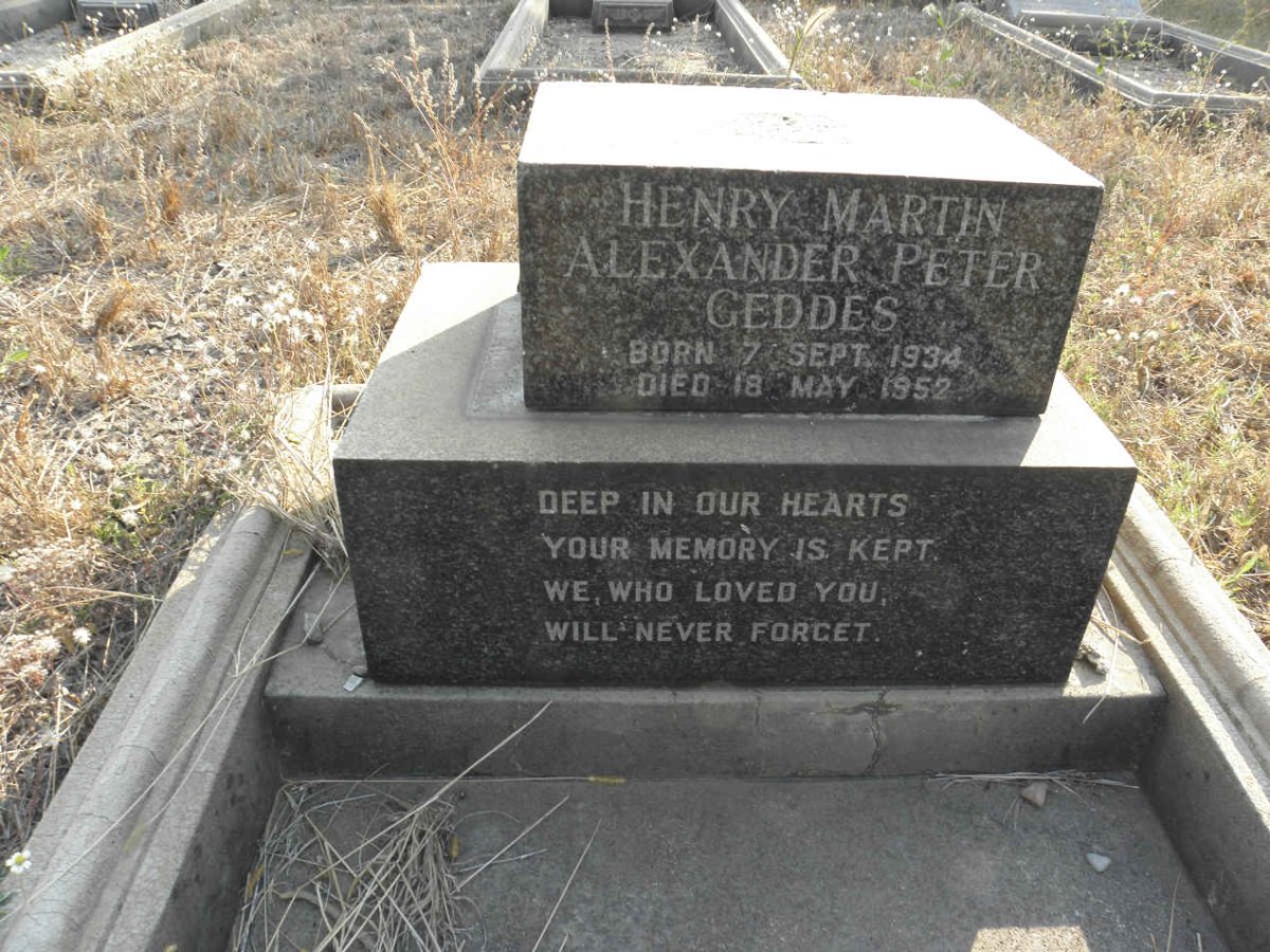 GEDDES Henry Martin Alexander Peter 1934-1952