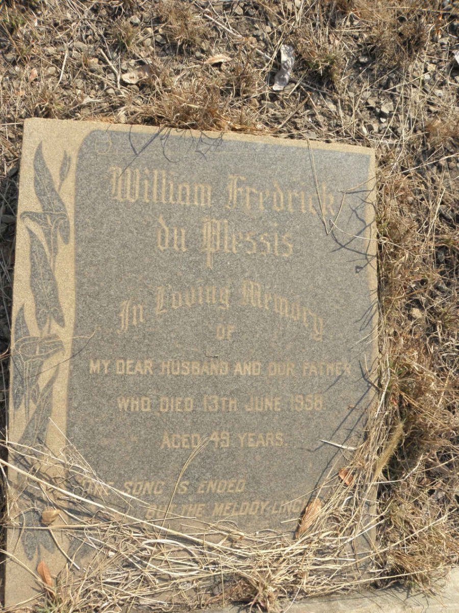 PLESSIS William Fredrick, du -1958