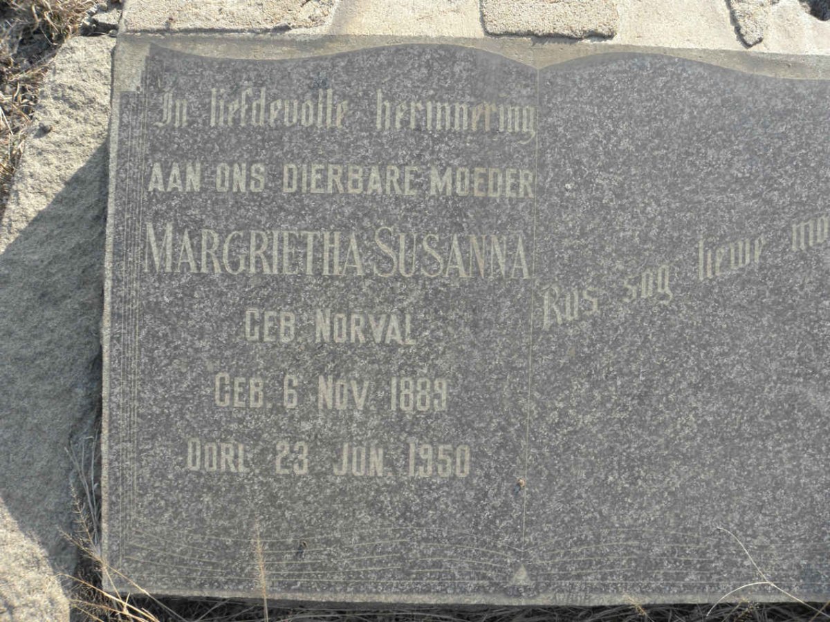 ? Margrietha Susanna nee NORVAL 1889-1950
