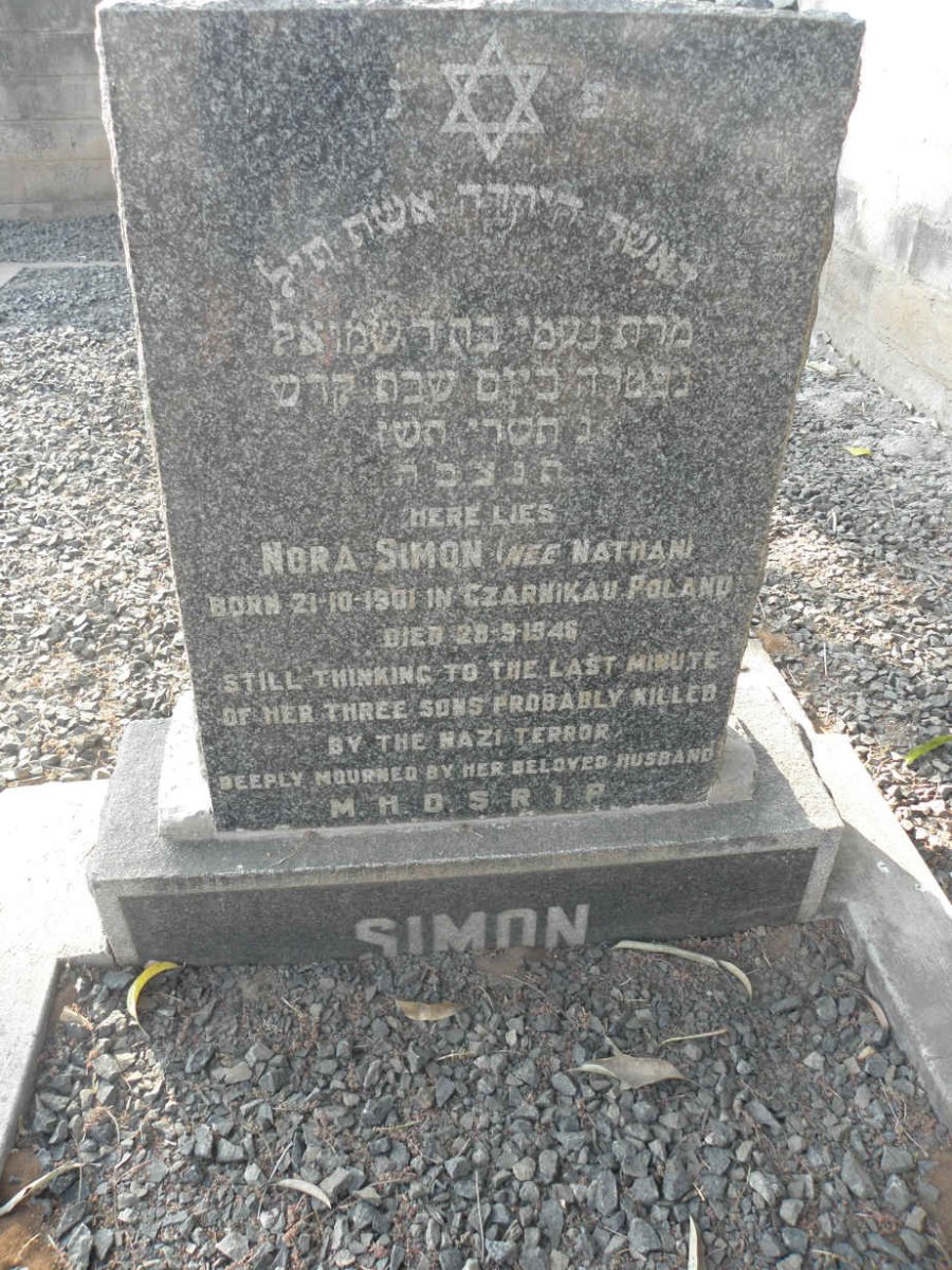 SIMON Nora nee NATHAN 1901-1946