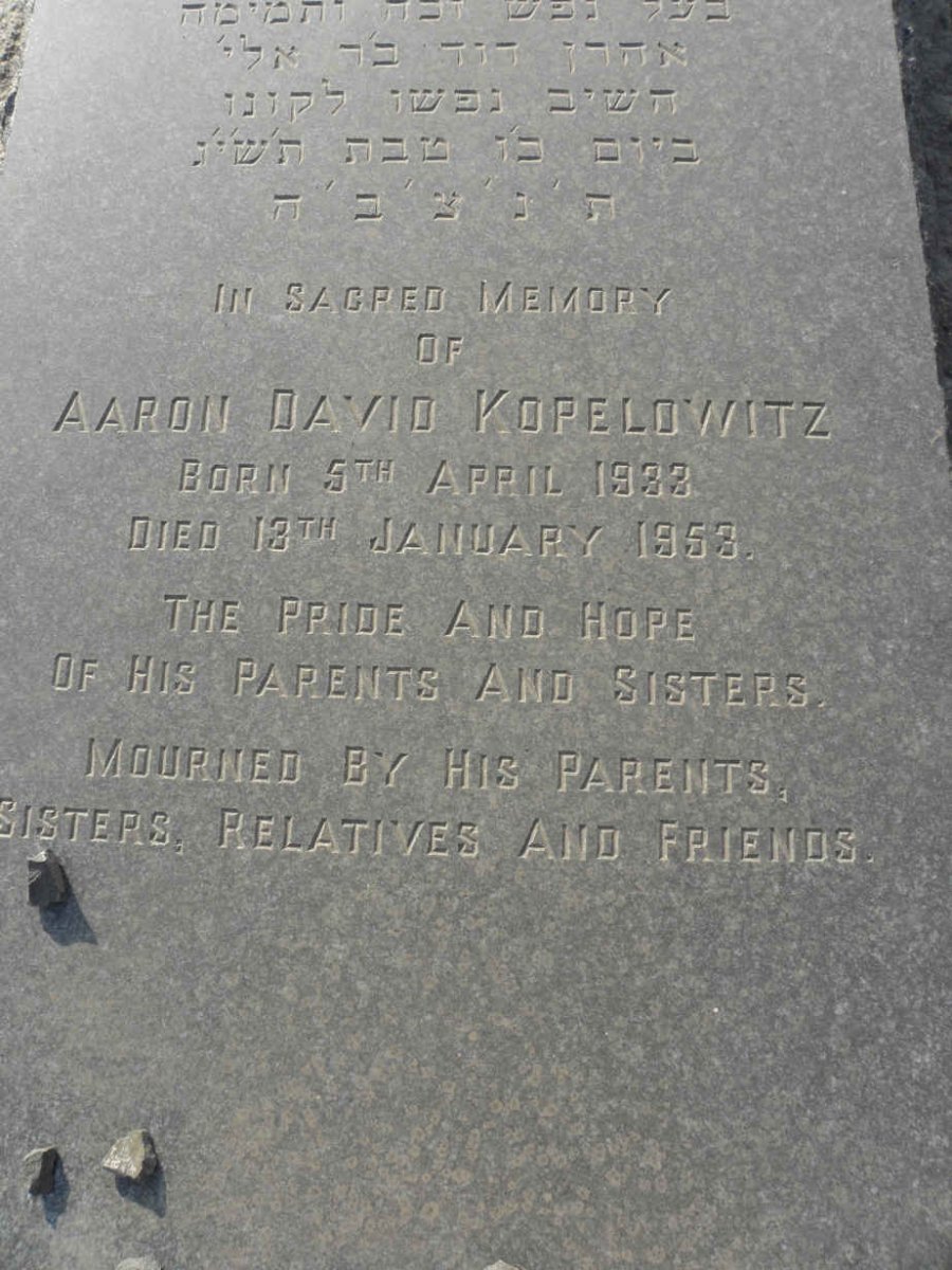 KOPELOWITZ Aaron David 1933-1953