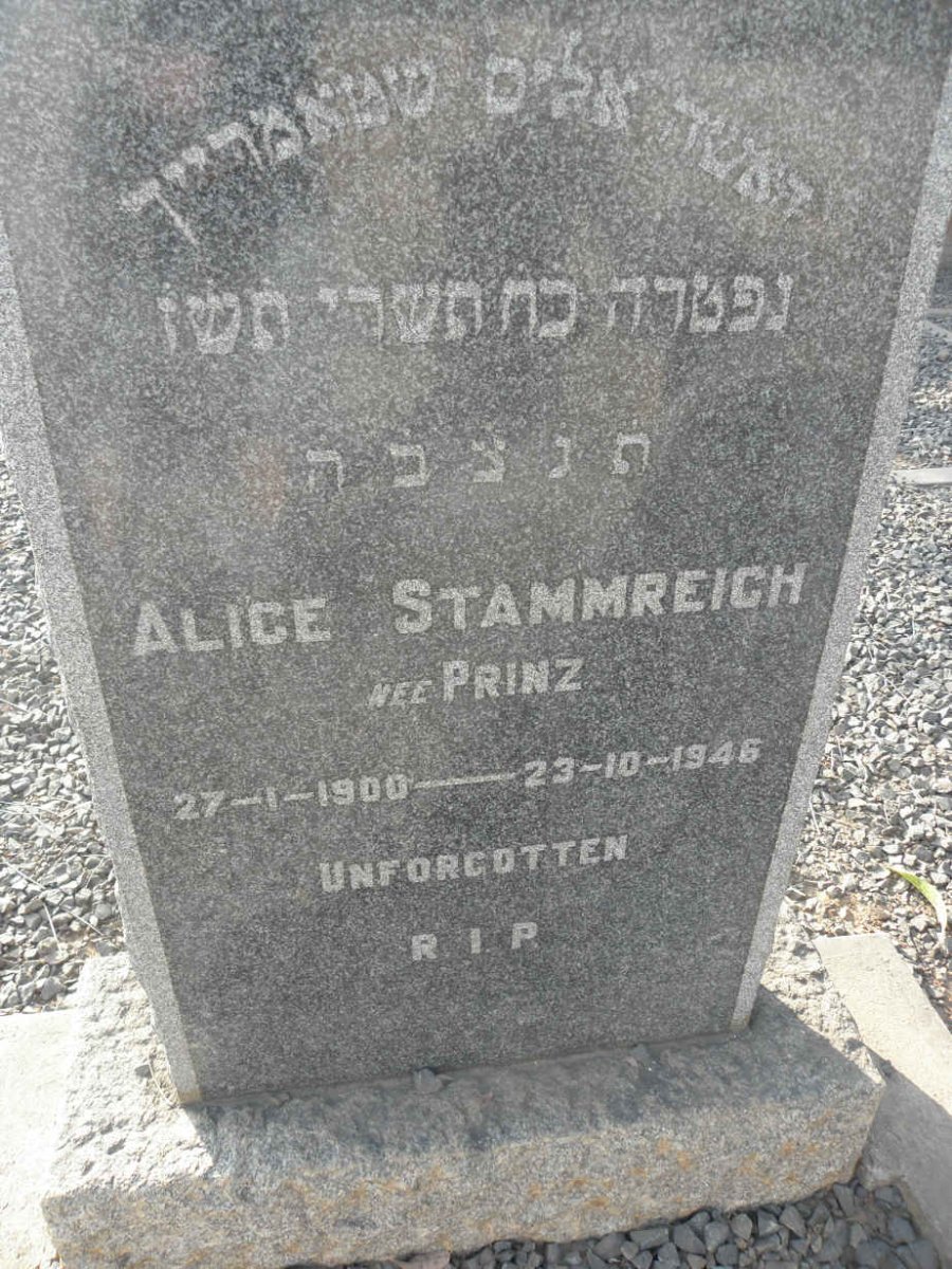 STAMMREICH Alice nee PRINZ 1900-1946