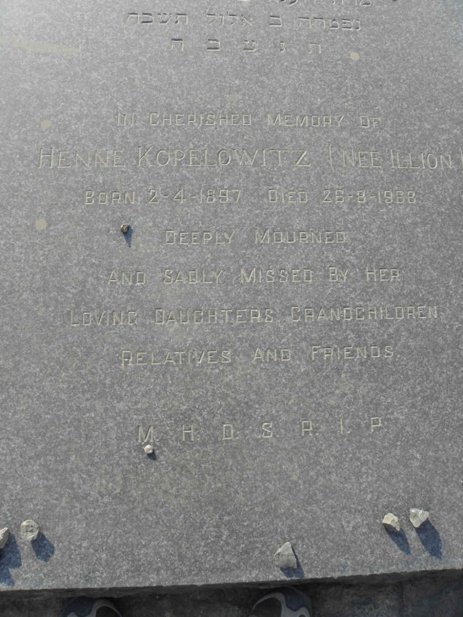 KOPELOWITZ Henne nee ILLION 1897-1966