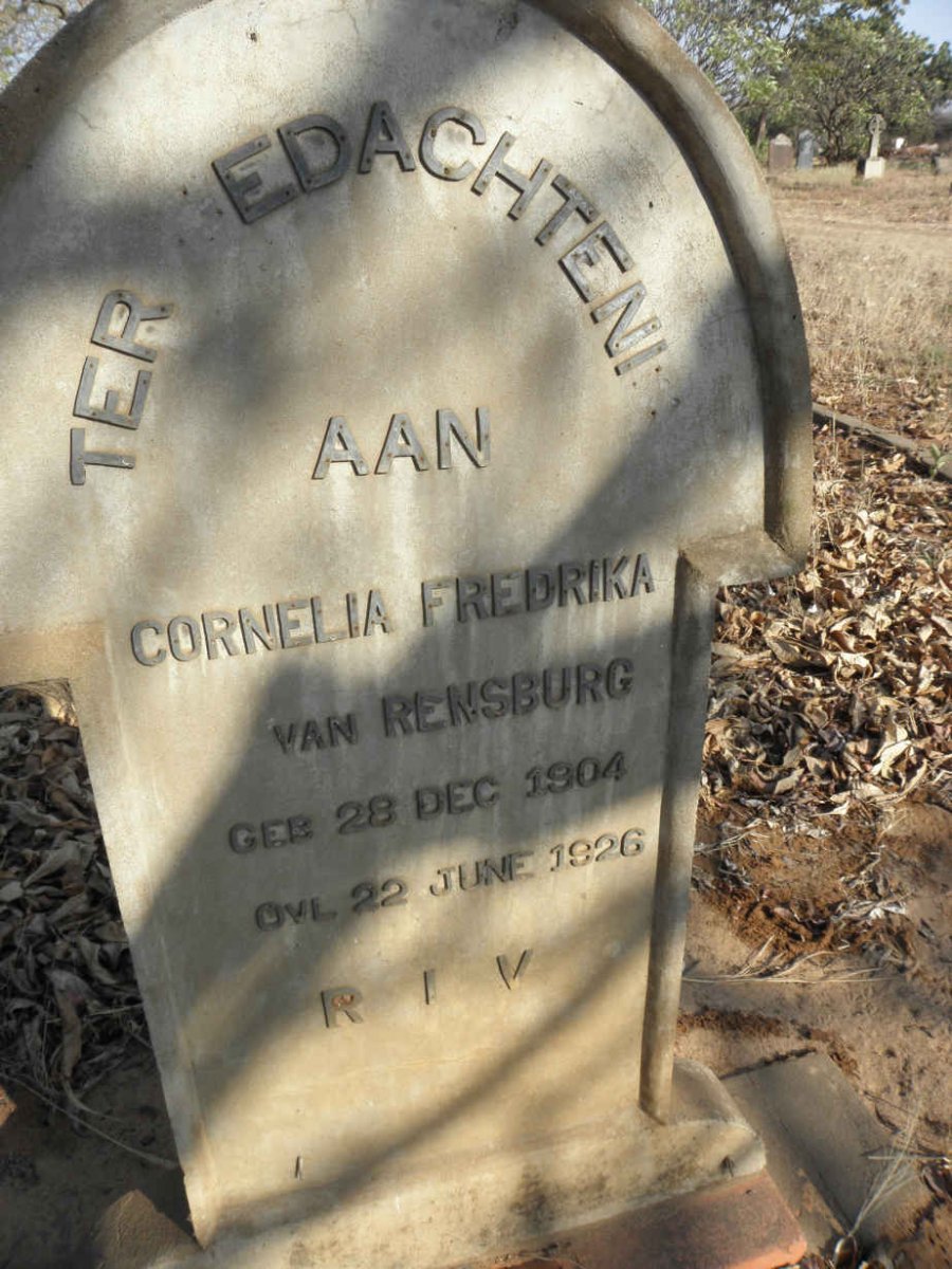 RENSBURG Cornelia Fredrika, van 1904-1926