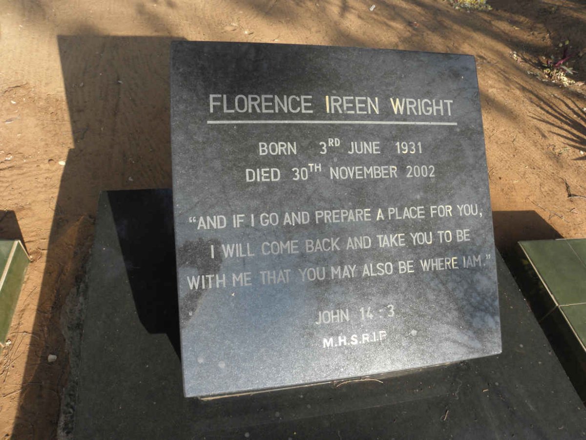 WRIGHT Florence Ireen 1931-2002