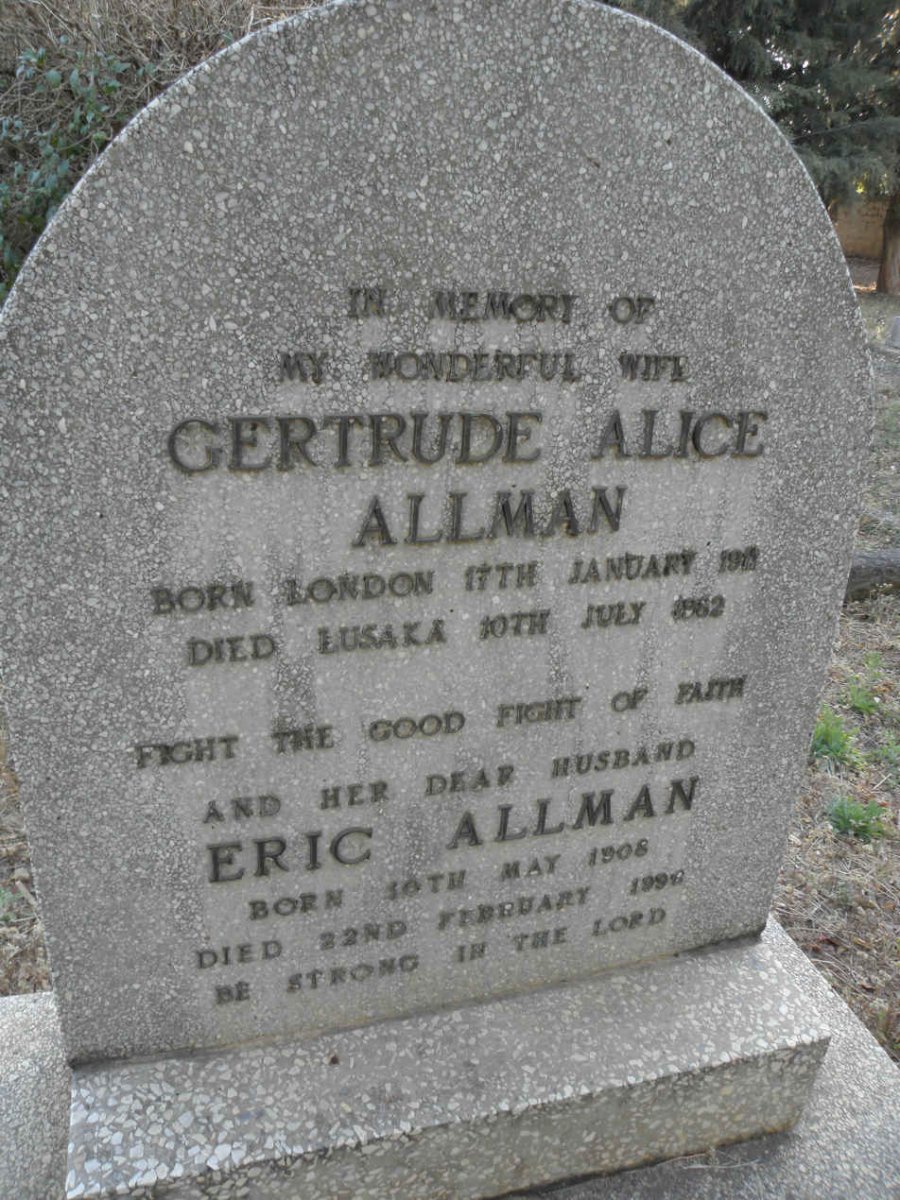 ALLMAN Eric 1908-1996 &amp; Gertrude Alice 1919-1982