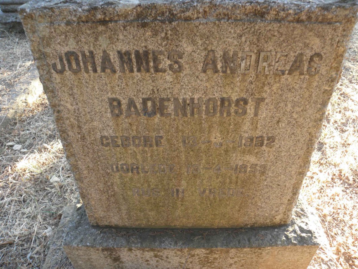 BADENHORST Johannes Andreas 1892-1953