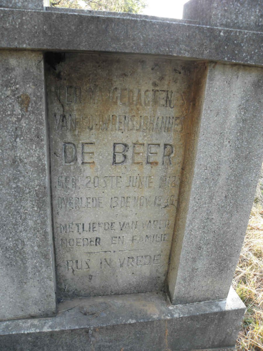 BEER Lowrens Johannes, de 1912-1946