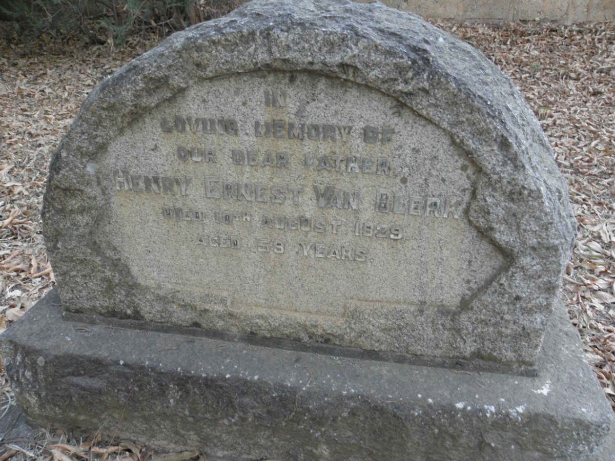 BLERK Henry Ernest, van -1929
