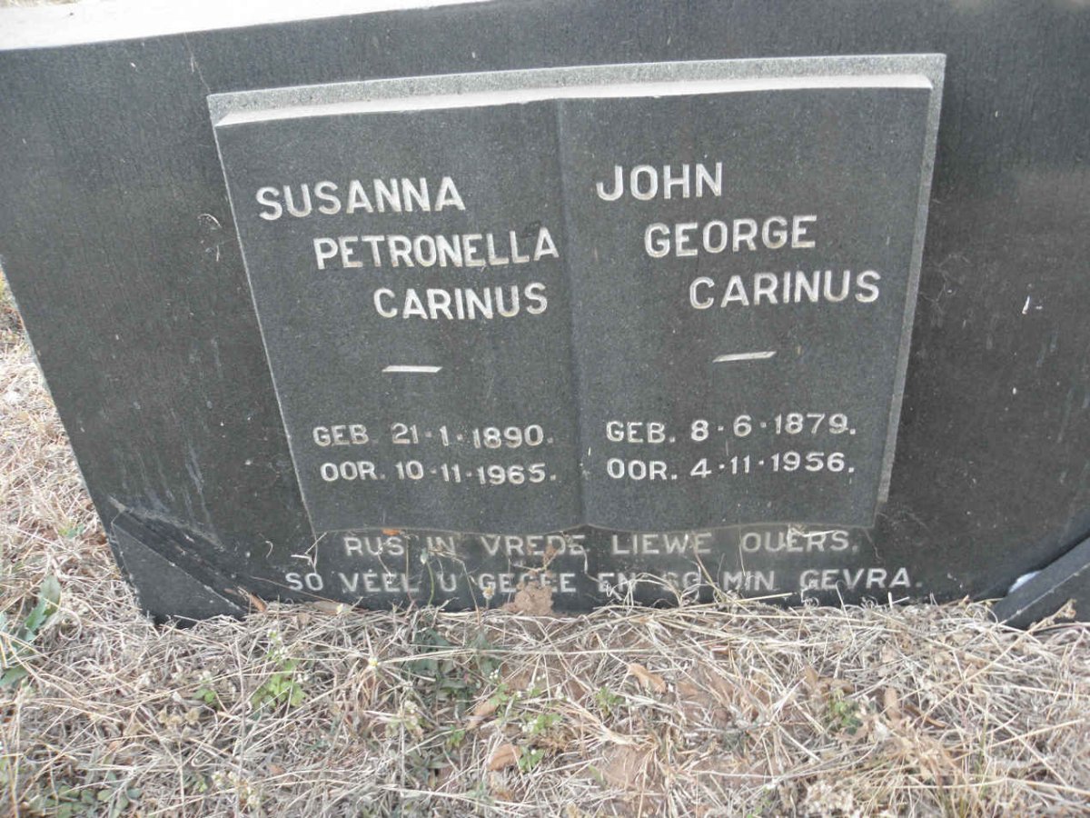CARINUS John George 1879-1956 &amp; Susanna Petronella 1890-1965